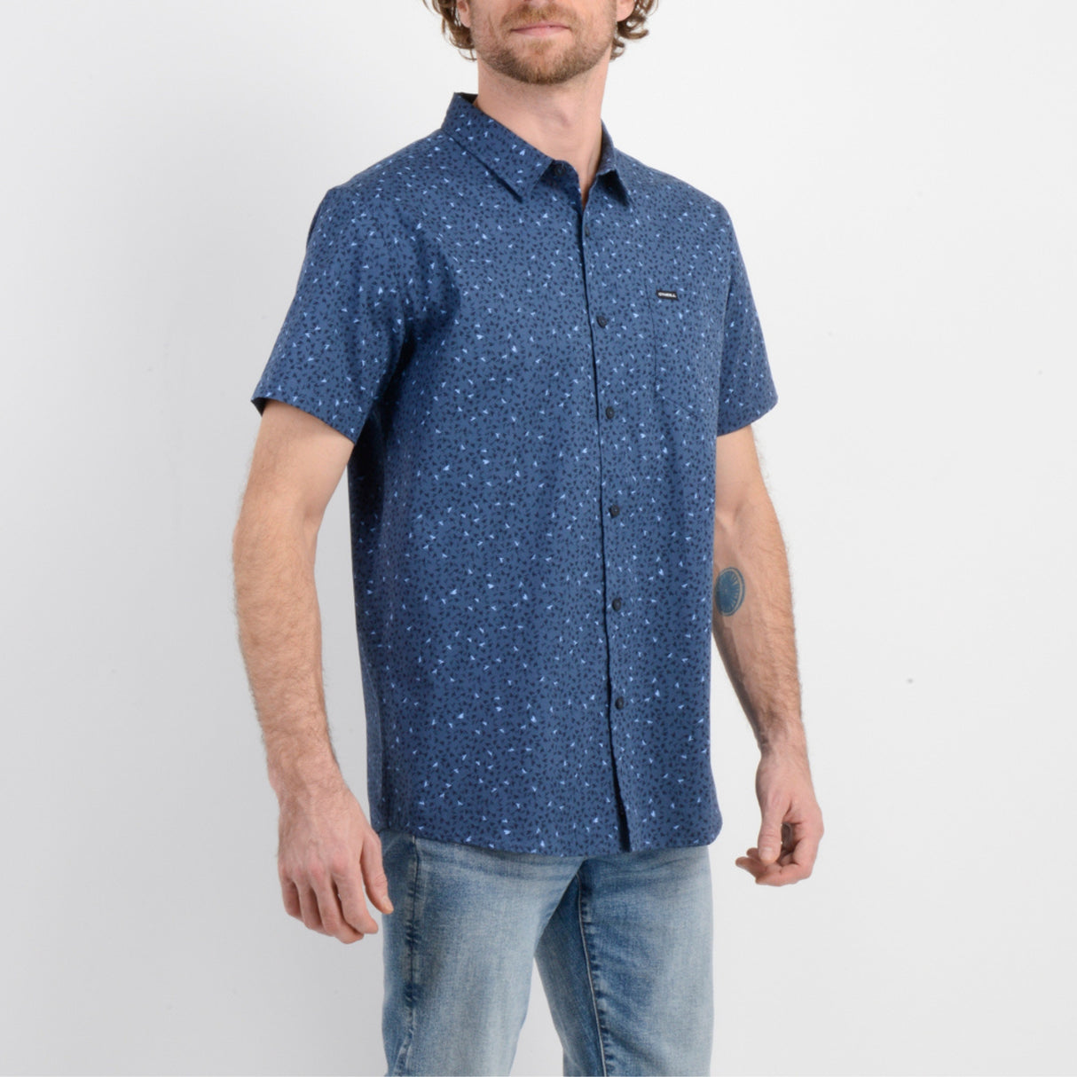 CAMISA MC - JAQUARD BLUE - VE26