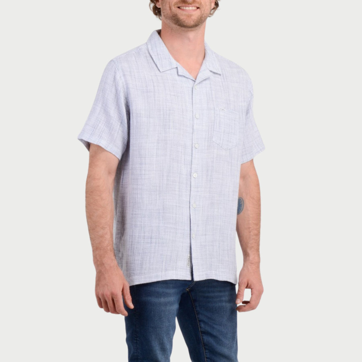 CAMISA MC - JAQUARD BLUE - VE26