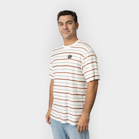 POLO M/C - T-SHIRT S-SLV MEN - STRIPE BROWN
