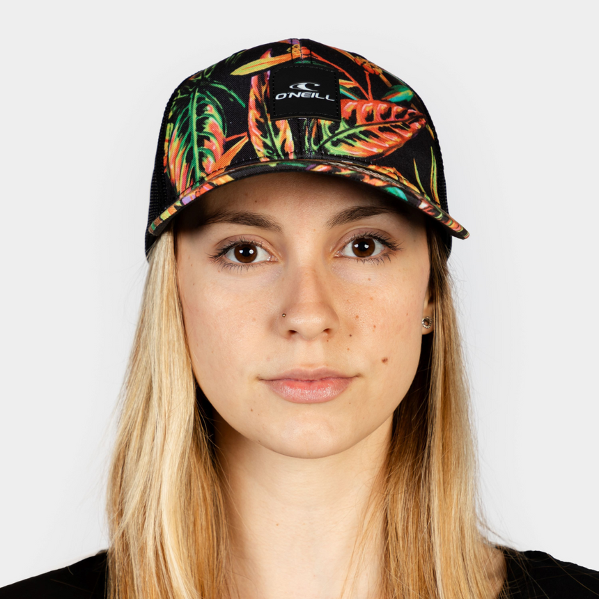 GORRA MUJER - FLOOD TRUCKER CAP - BLACK TROPICAL FLOWER - IN87