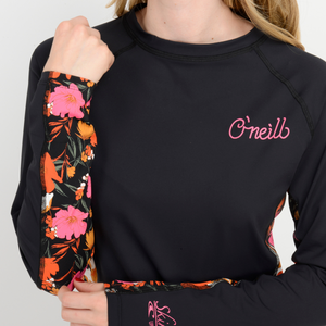 LYCRA PLAYA - MUJER - L/S CREW - FLORAL BLACK