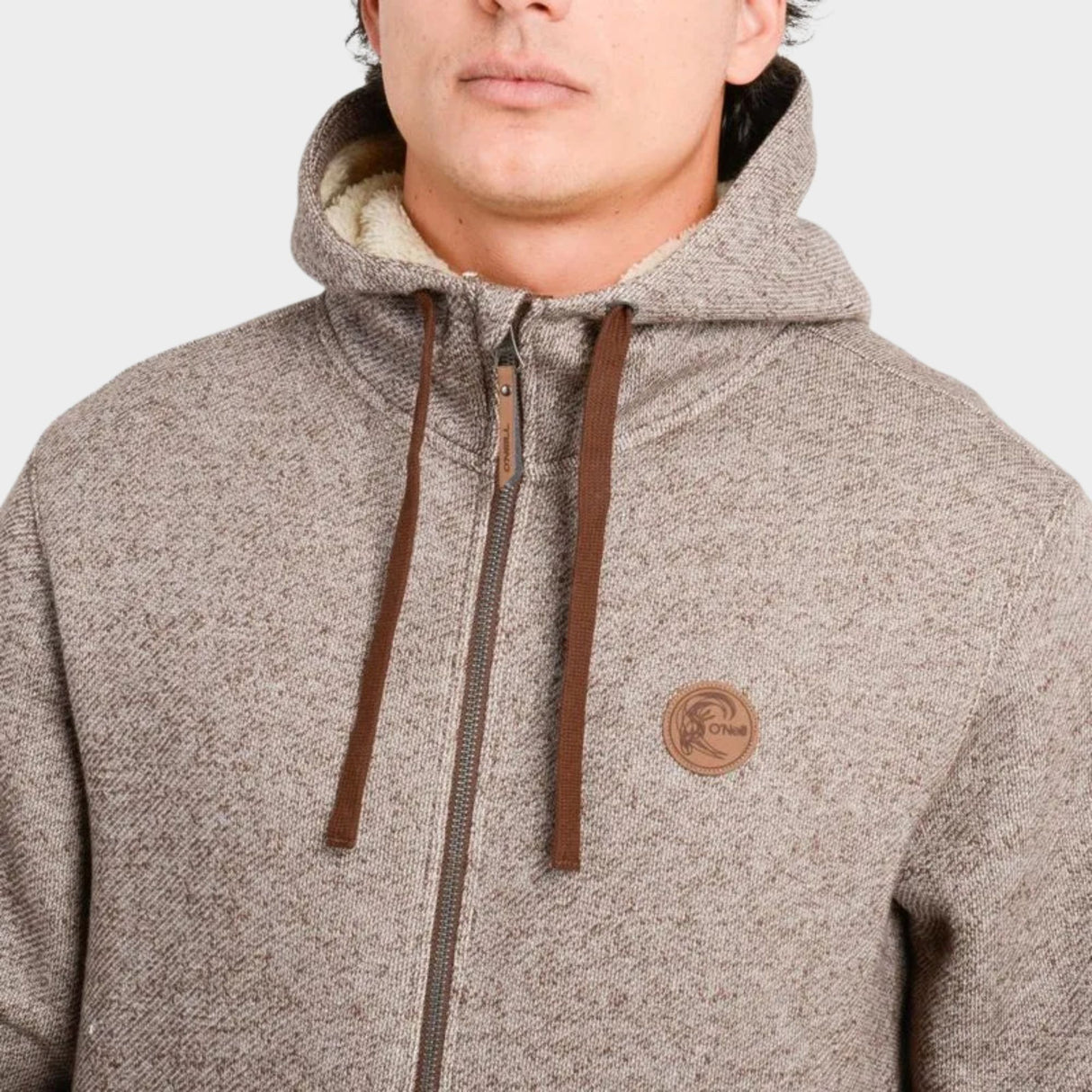 POLERON CON CAPUCHA HOMBRE - MELANGE CHOCOLATE - IN26