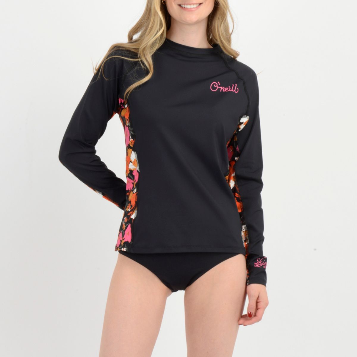 LYCRA PLAYA - MUJER - L/S CREW - FLORAL BLACK