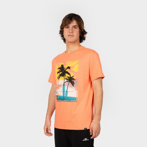 POLO M/C - JACK O'NEILL BACK PRINT T-SHIRT - LIVING CORAL