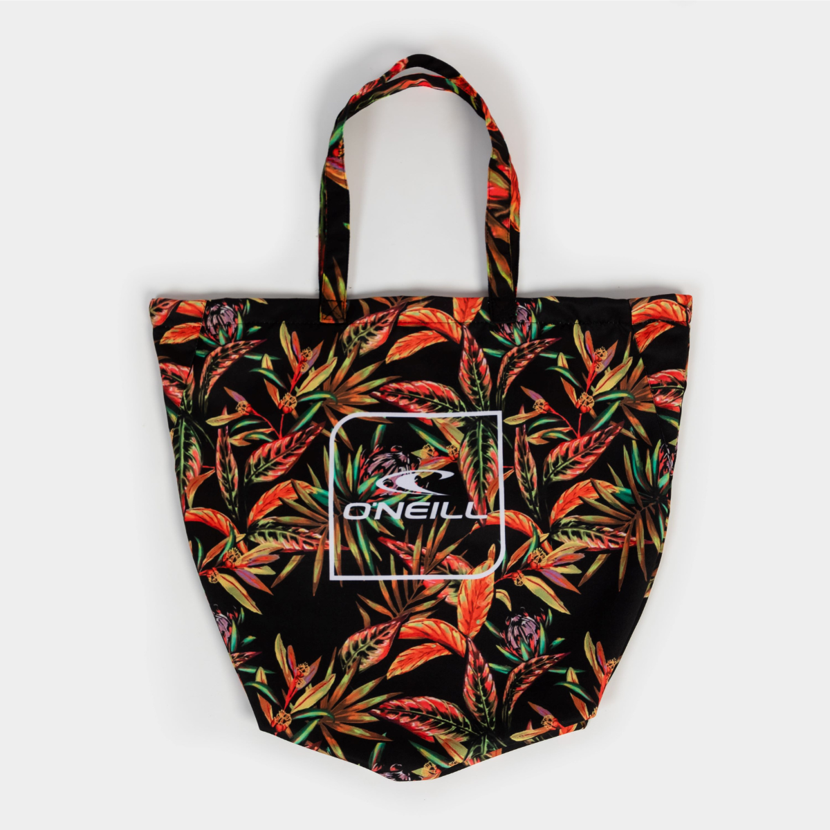 BOLSO - COASTAL PRINT TOTE - BLACK TROPICAL FLOWER