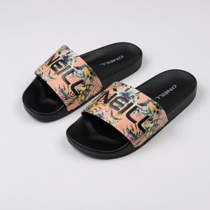 SANDALIA MUJER - BLACK FLORAL SLIDE - IN87