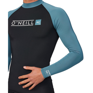 LYCRA - HOMBRE - REACTOR BLOCK UV LS RASH VEST - BLD BLACK/DEEP TEAL