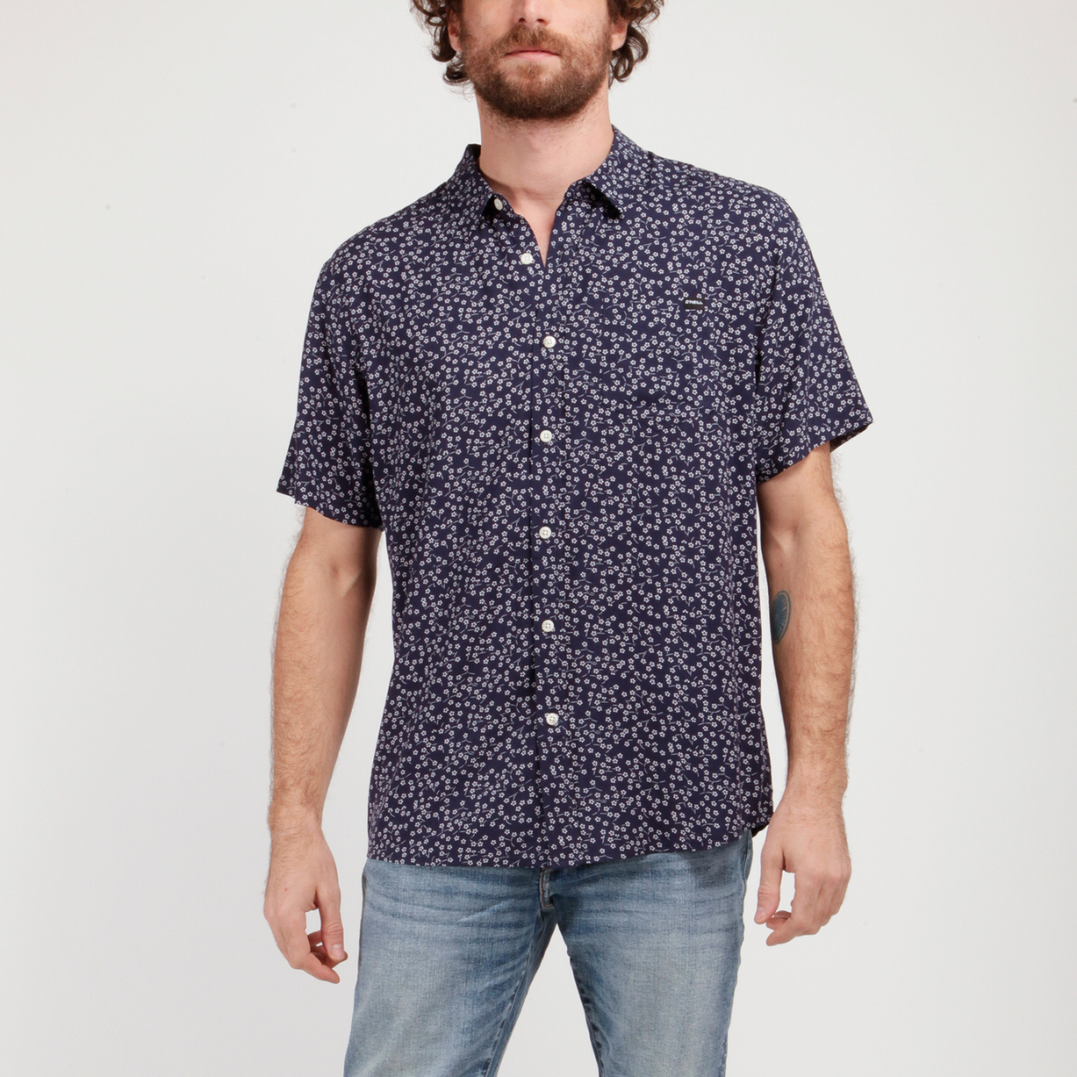 CAMISA MC MORETON - RAPPORT NAVY WITH FLOWERS - IN87