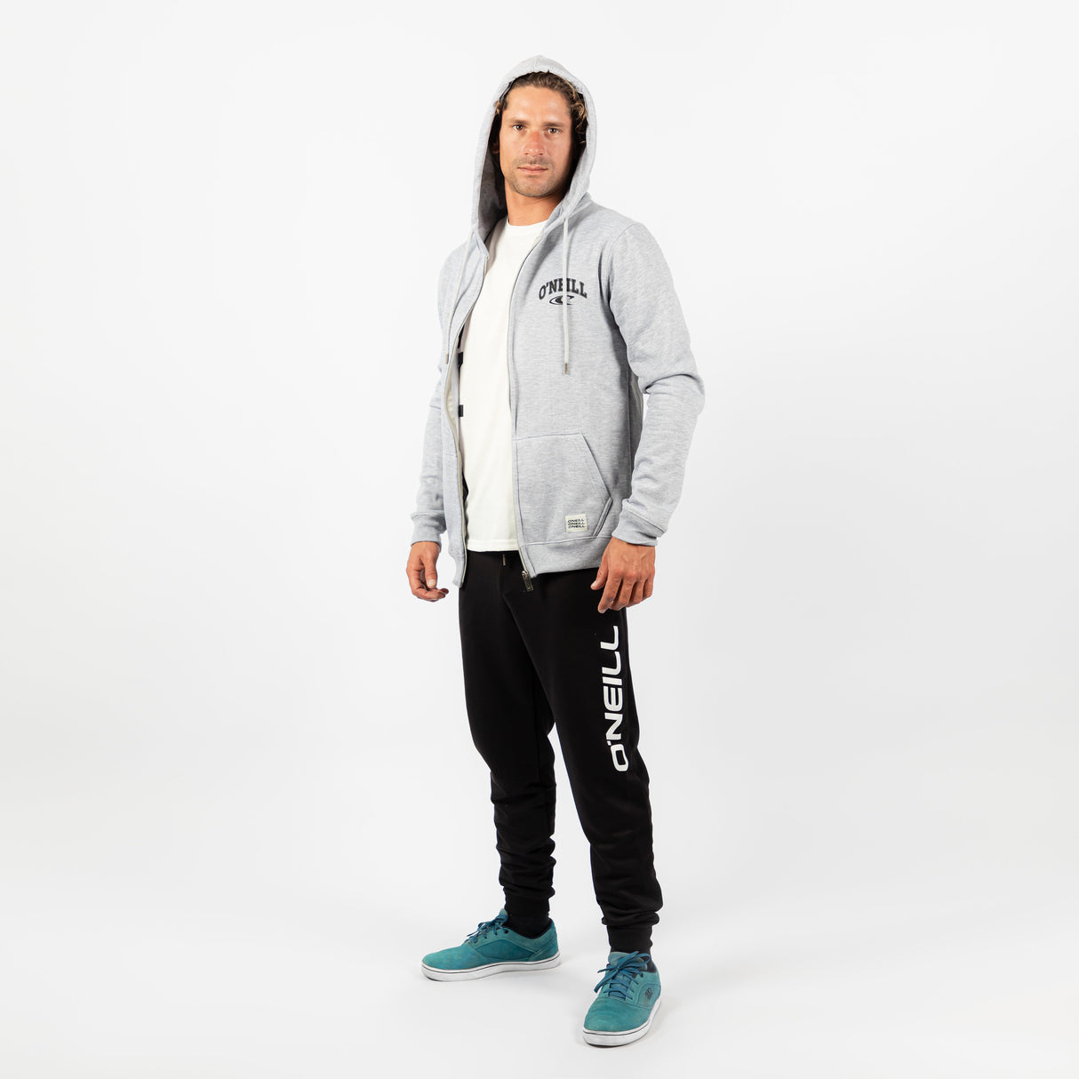 POLERON HOMBRE - LM STATE FULL ZIP HOODIE -SILVER MELEE - VERANO 2022