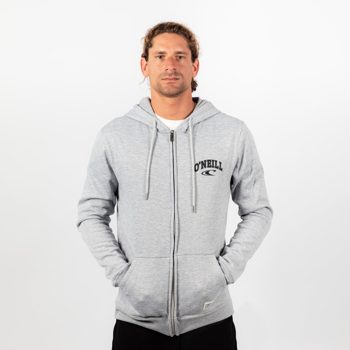 POLERON HOMBRE - LM STATE FULL ZIP HOODIE -SILVER MELEE - VERANO 2022